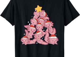 axolotl christmas tree pajamas Santa Claus pj girls boys T-Shirt