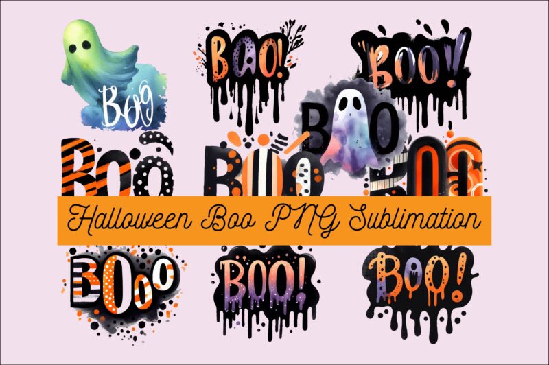 Halloween Boo PNG Sublimation Bundle