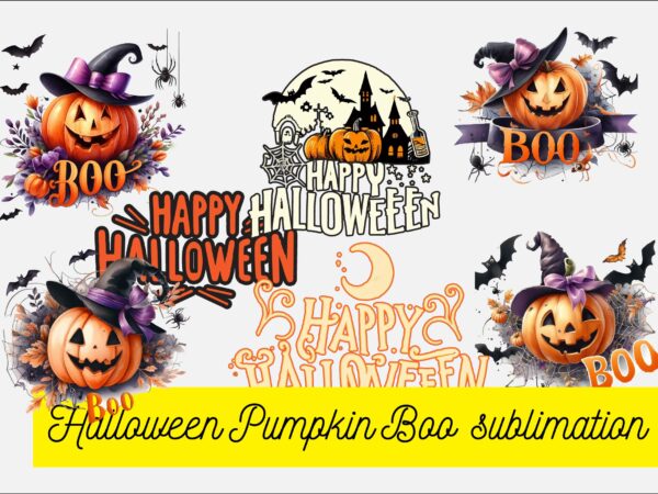 Halloween pumpkin boo png sublimation bundle graphic t shirt