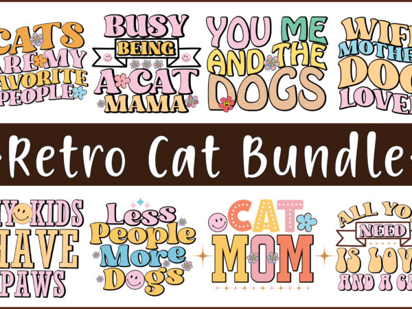 Retro cat sublimation bundle t shirt design online