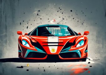 black, white and red color only comic art f1 Ferrari poster for t-shirt design PNG File