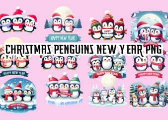 CHRISTMAS PENGUINS NEW YEAR PNG Bundle