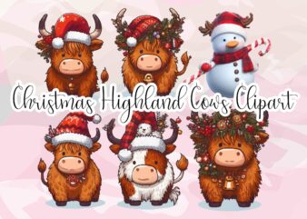 Christmas Highland Cow PNG Clipart