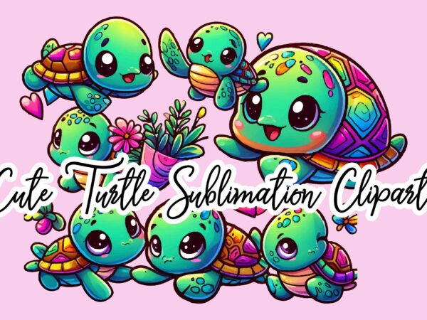 Cute turtle sublimation clipart bundle t shirt vector file