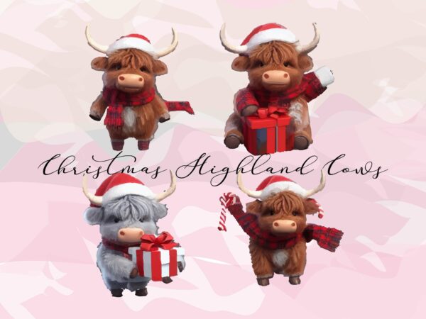 Christmas highland cow png clipart, christmas highland cow png , christmas highland cow sublimation t shirt vector file