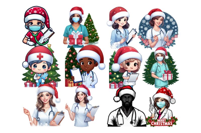 Christmas Nurse PNG Sublimation Bundle