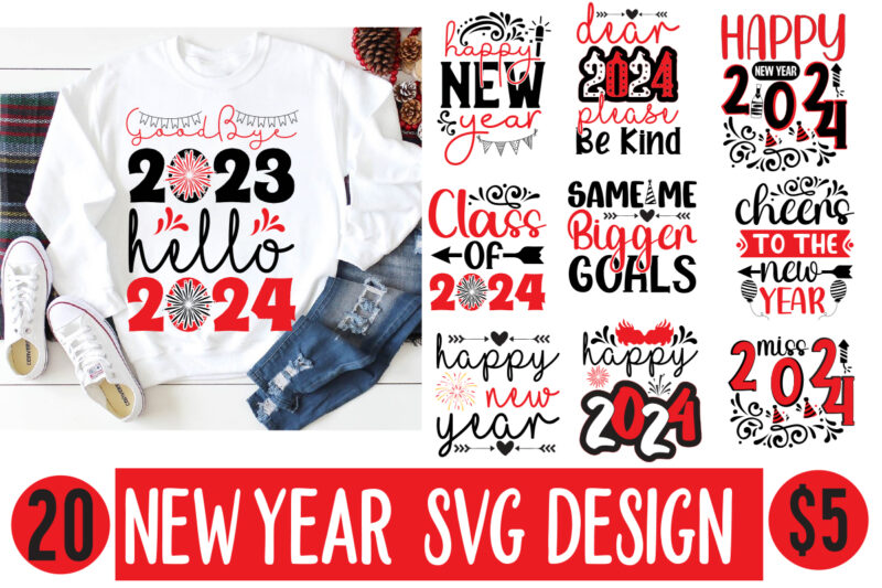 New year SVG design mega bundle, new year 2024,new year decorations 2024, new year decorations, new year hats 2024,new year earrings, new ye