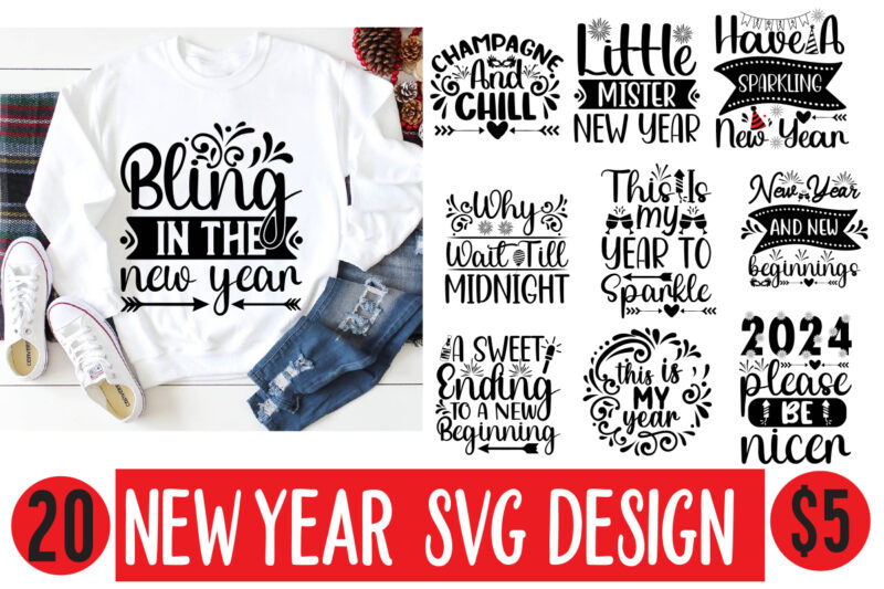 New year SVG design bundle,new year 2024,new year decorations 2024, new year decorations, new year hats 2024,new year earrings, new year hea