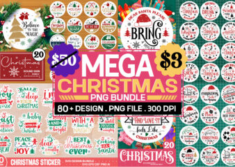 Big T-shirt Design Bundle , Funny Christmas Round Sign Bundle