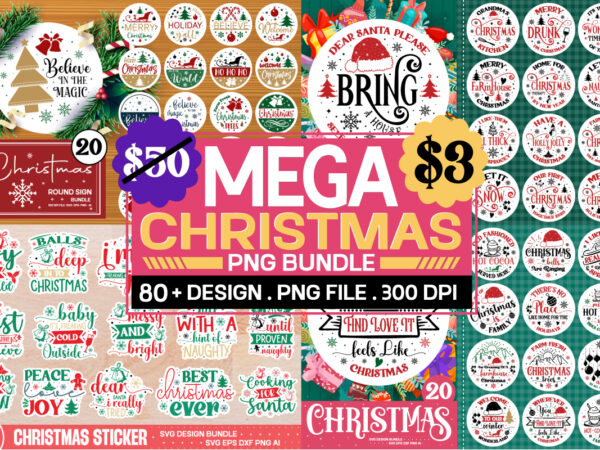 Big t-shirt design bundle , funny christmas round sign bundle
