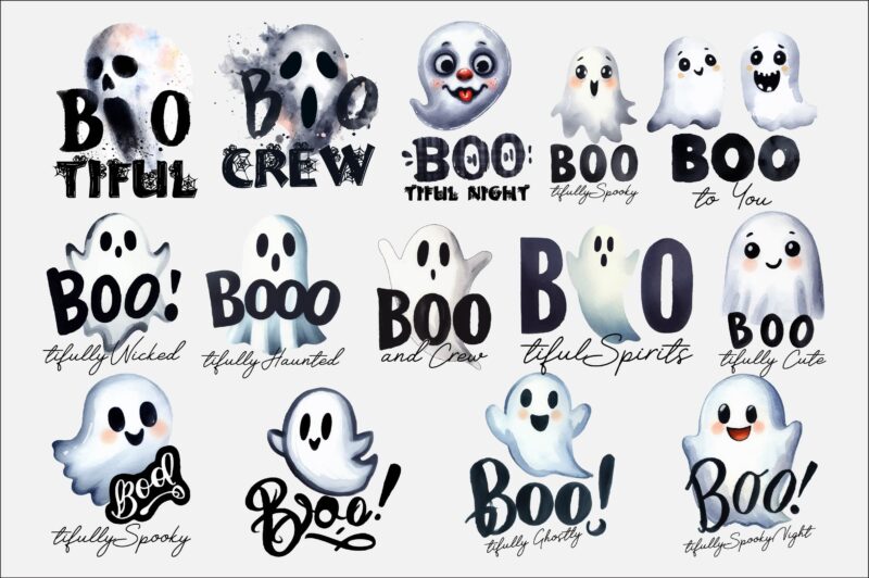 Halloween Boo PNG Sublimation Bundle