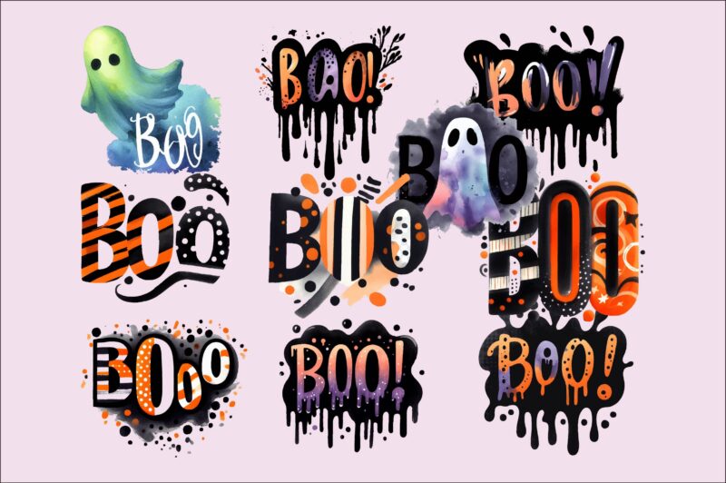 Halloween Boo PNG Sublimation Bundle