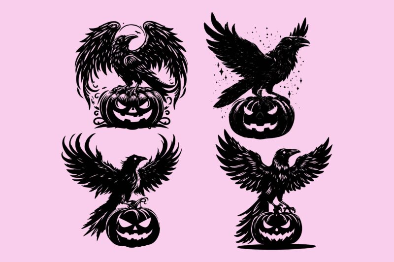Halloween Boo ,Halloween Crow Sublimation Clipart Bundle