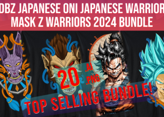 dbz japanese oni japanese warrior mask z warriors 2024 bundle tattoos t shirt vector illustration