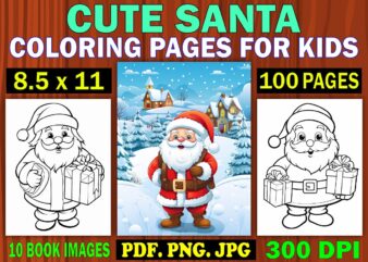 Cute Santa Coloring Pages for Kids 4 t shirt vector file