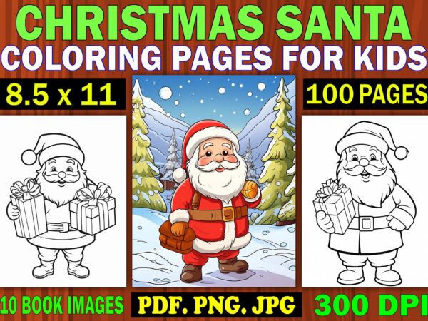 Christmas santa coloring pages for kids 1 t shirt vector file