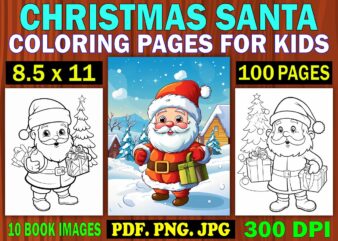 Christmas Santa Coloring Pages for Kids 4 t shirt vector file
