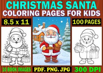 Christmas Santa Coloring Pages for Kids 2 t shirt vector file