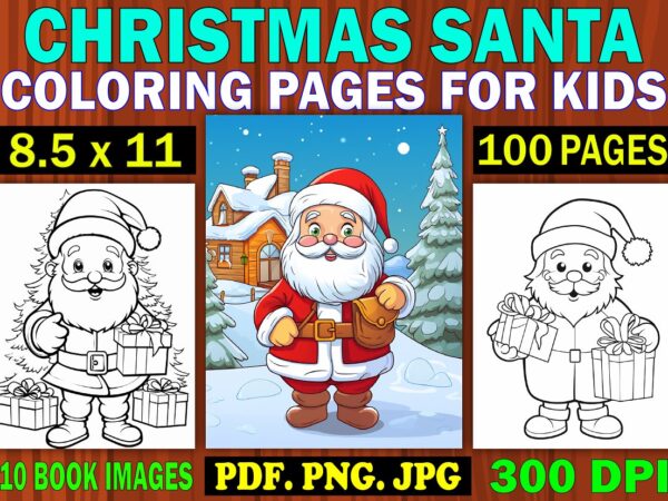 Christmas santa coloring pages for kids 2 t shirt vector file