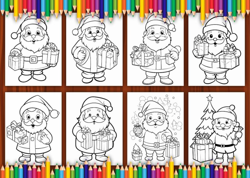 Cute Santa Coloring Pages for Kids 4