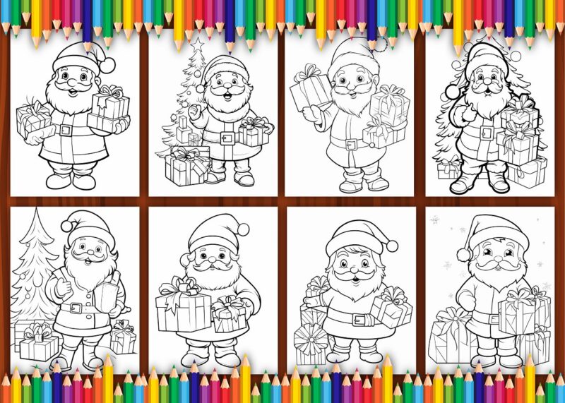 Cute Santa Coloring Pages for Kids 3