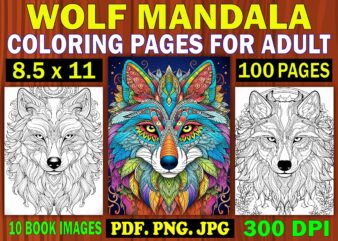 Wolf Mandala Coloring Page for Adult 2 t shirt design for sale