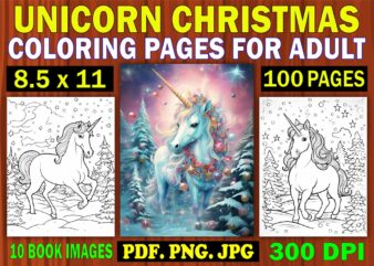 Unicorn Christmas Coloring Pages for Adult 5