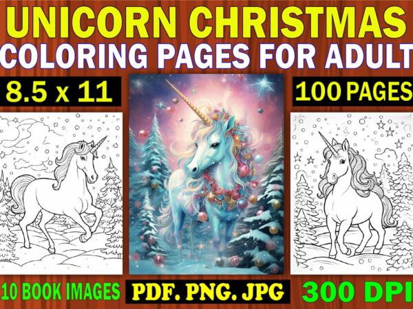 Unicorn christmas coloring pages for adult 5 t shirt vector graphic