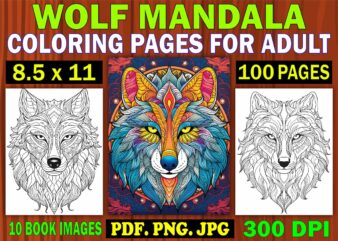 Wolf Mandala Coloring Page for Adult 3 t shirt design for sale