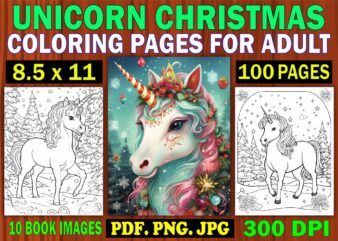 Unicorn Christmas Coloring Pages for Adult 2
