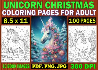 Unicorn Christmas Coloring Pages for Adult 4