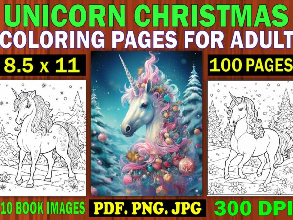 Unicorn christmas coloring pages for adult 4 t shirt vector graphic
