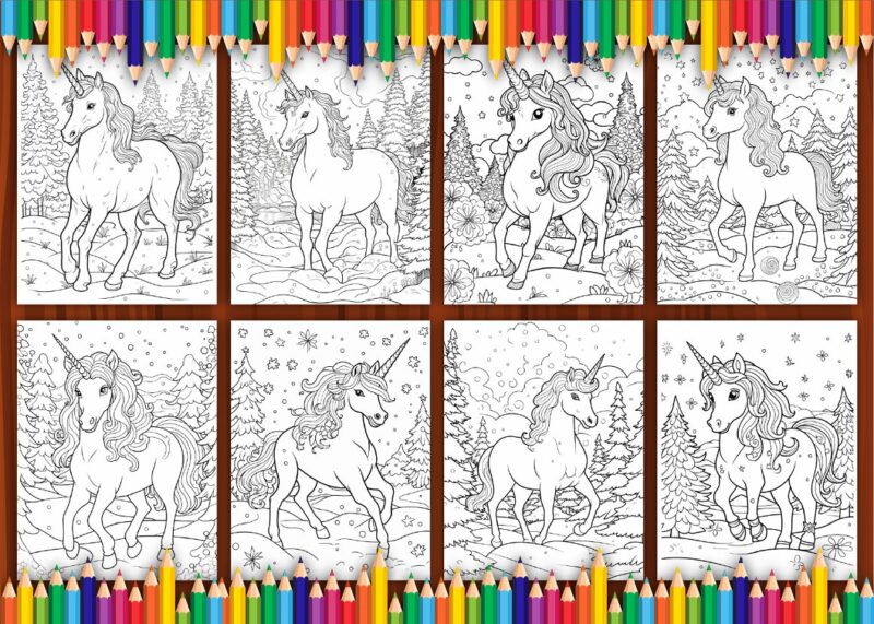 Unicorn Christmas Coloring Pages for Adult 1
