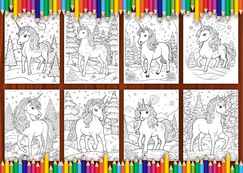 Unicorn Christmas Coloring Pages for Adult 2