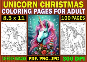 Unicorn Christmas Coloring Pages for Adult 6
