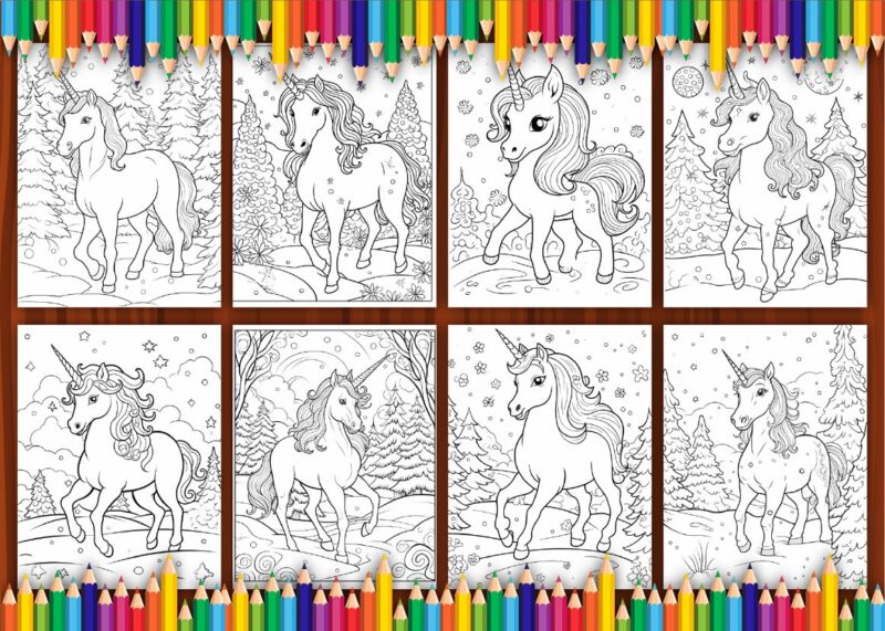 Unicorn Christmas Coloring Pages for Adult 6