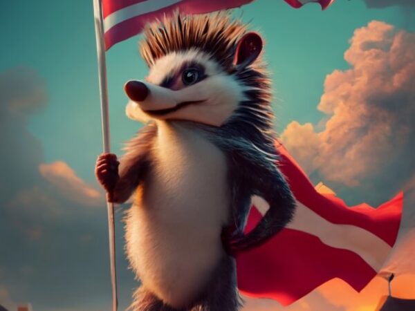 Disney hedgehog holding a big flag, t-shirt design png file