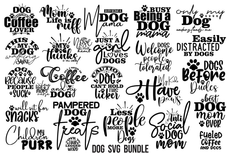 25 Dog SVG Bundle, Dog SVG Design Bundle, Dog Paw