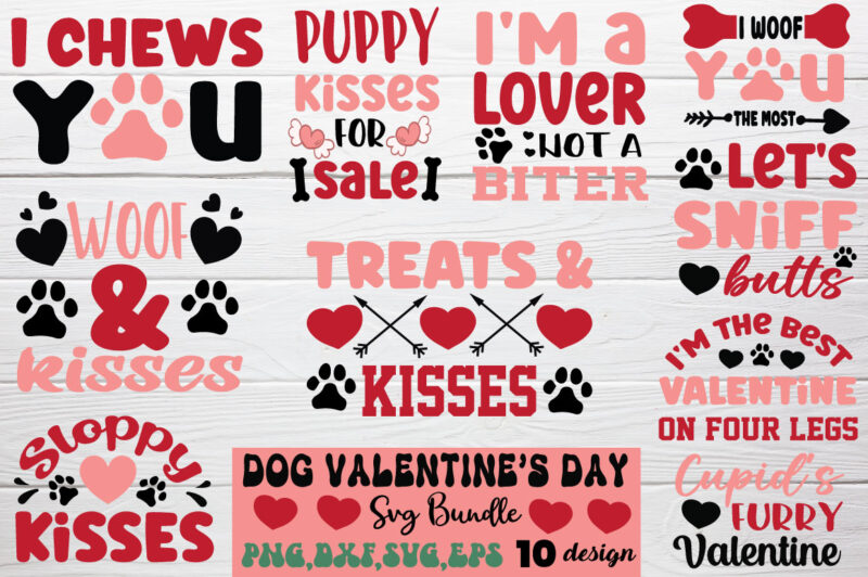 Dog Valentine Day T-shirt Bundle Dog Valentine Day Svg Bundle