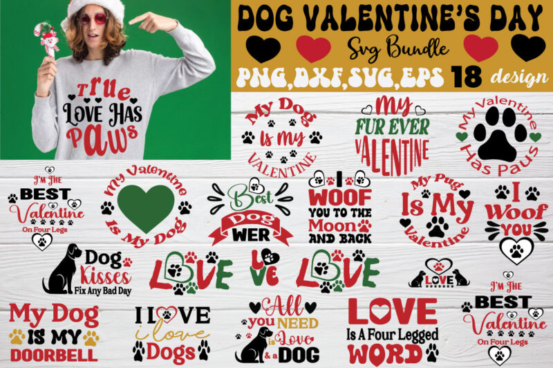 Dog Valentine T-shirt Bundle Dog Valentine Svg Bundle