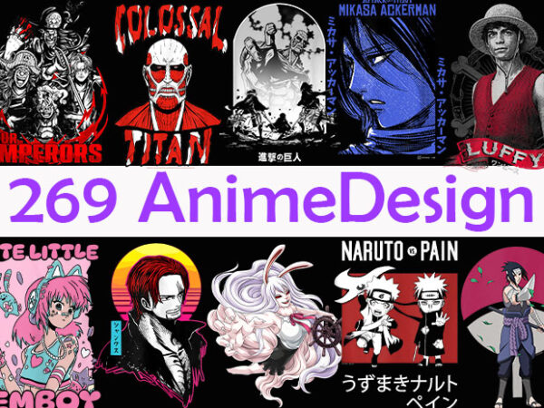 Best selling 269 design anime bundles mix tshirt designs editable