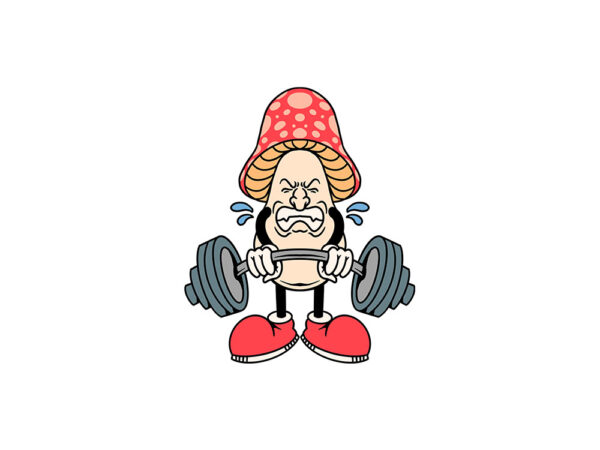 Fitness mushroom t shirt graphic design