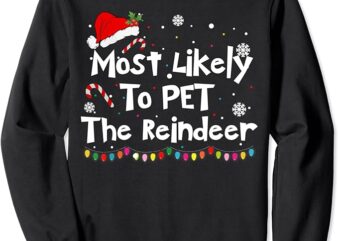 funny Reindeer Family Christmas Holiday santa claus hat Sweatshirt
