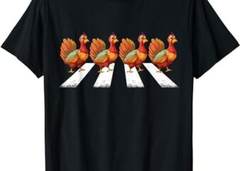 funny turkey Crossing Road Crosswalk Thanksgiving Day kids T-Shirt