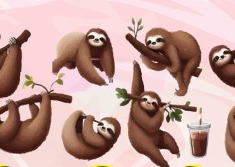 Sloth Animals Watercolor PNG Clipart