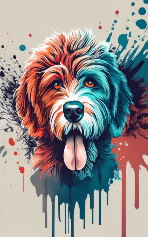 happy goldendoodle in vector t-shirt design PNG File