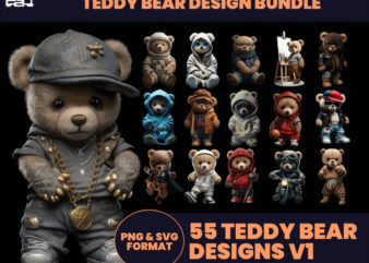 Bear t-shirt designs bundle, bear streetwear design, shirt design, bear design, urban, aesthetic design, teddy bear design, dtg, dtf