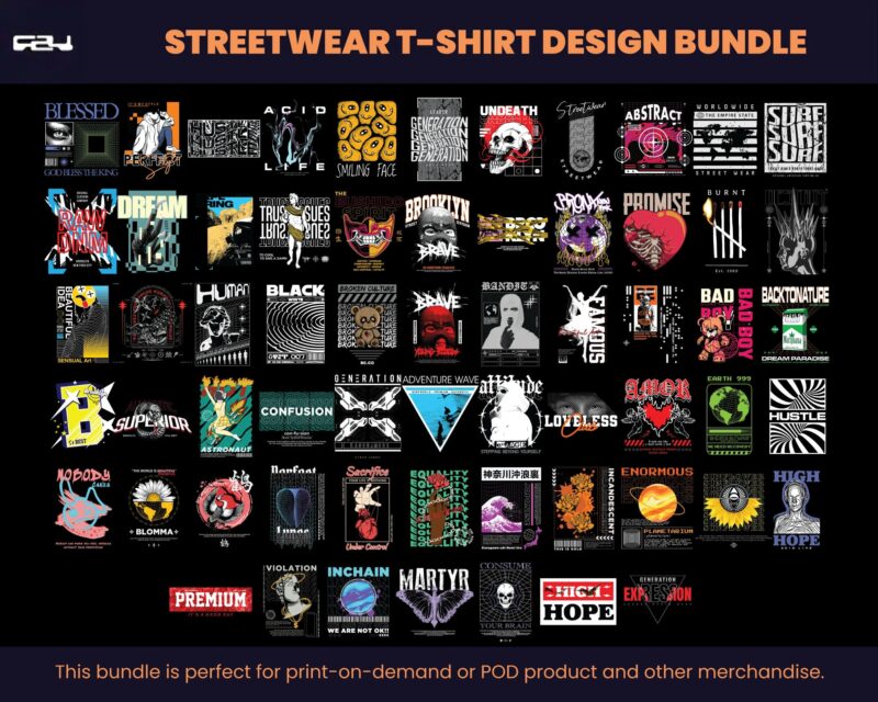130 Urban Streetwear Designs, T-shirt Design bundle, Streetwear Designs, Aesthetic Design, shirt designs, Graphics shirt, DTF, DTG