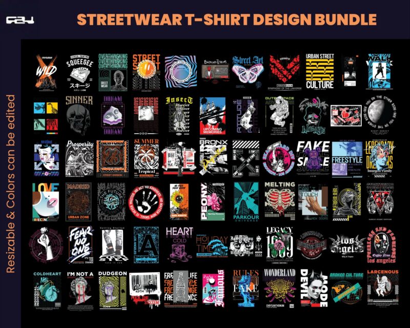 t-shirt vector 130 Urban Streetwear Designs, T-shirt Design bundle, Streetwear Designs, Aesthetic Design, shirt designs, Graphics shirt, DTF, DTG