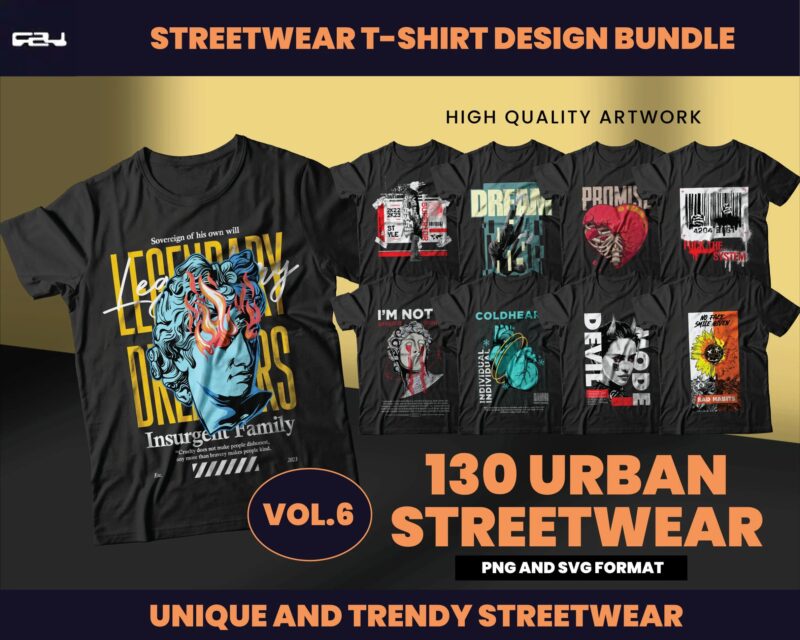 t-shirt vector 130 Urban Streetwear Designs, T-shirt Design bundle, Streetwear Designs, Aesthetic Design, shirt designs, Graphics shirt, DTF, DTG